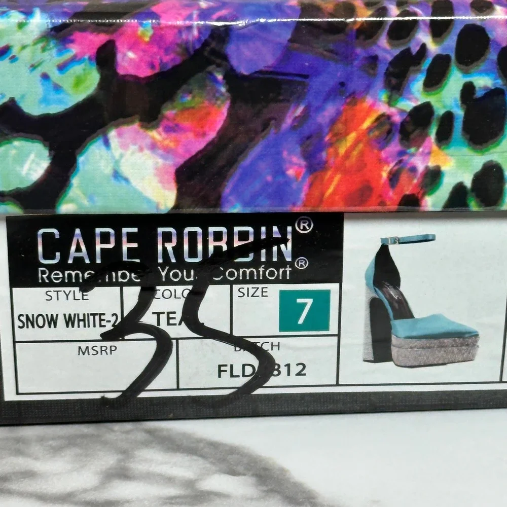 Cape Robbin Teal Satin Rhinestone Double Platform Heels Size 7 New‎